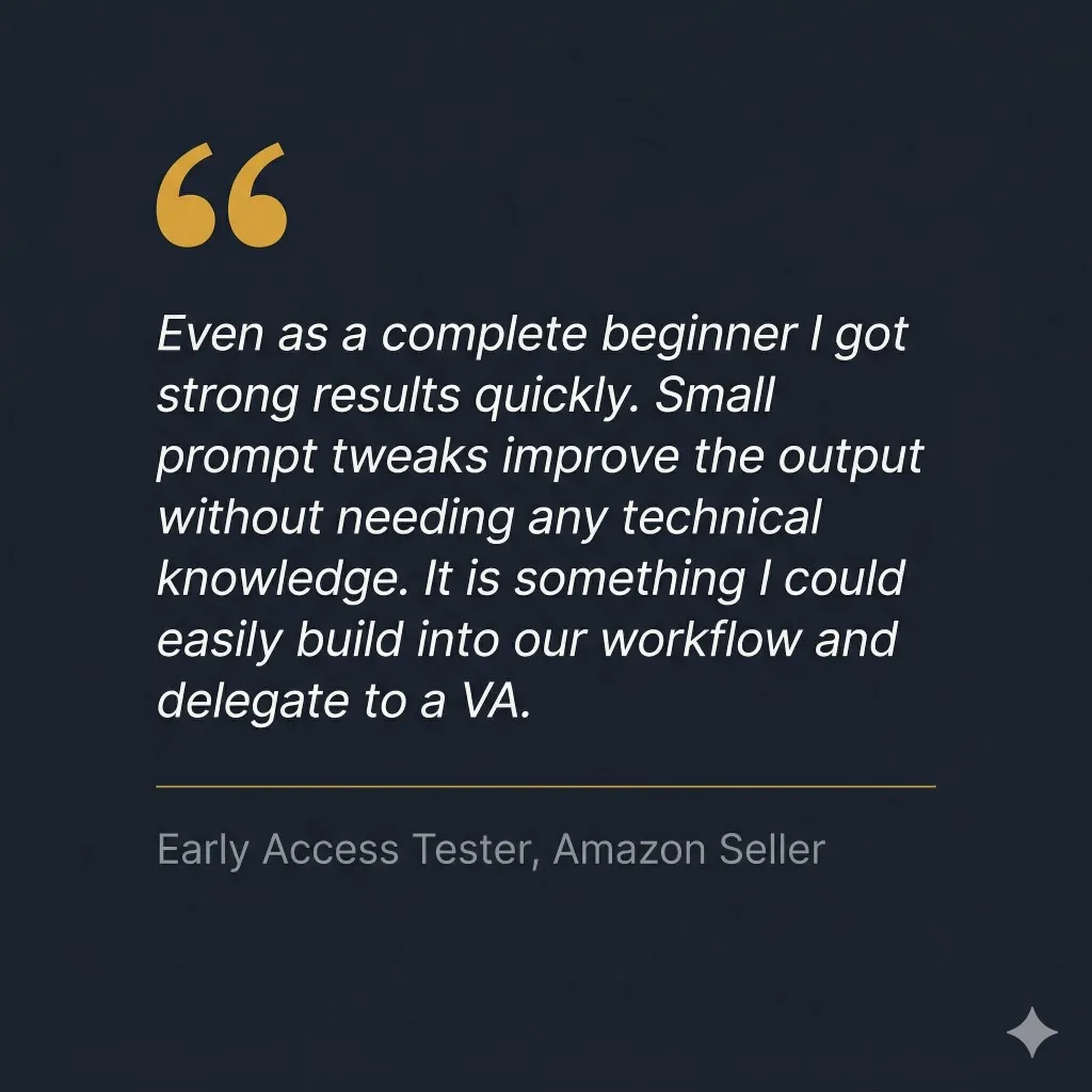 Testimonial quote from an early access seller