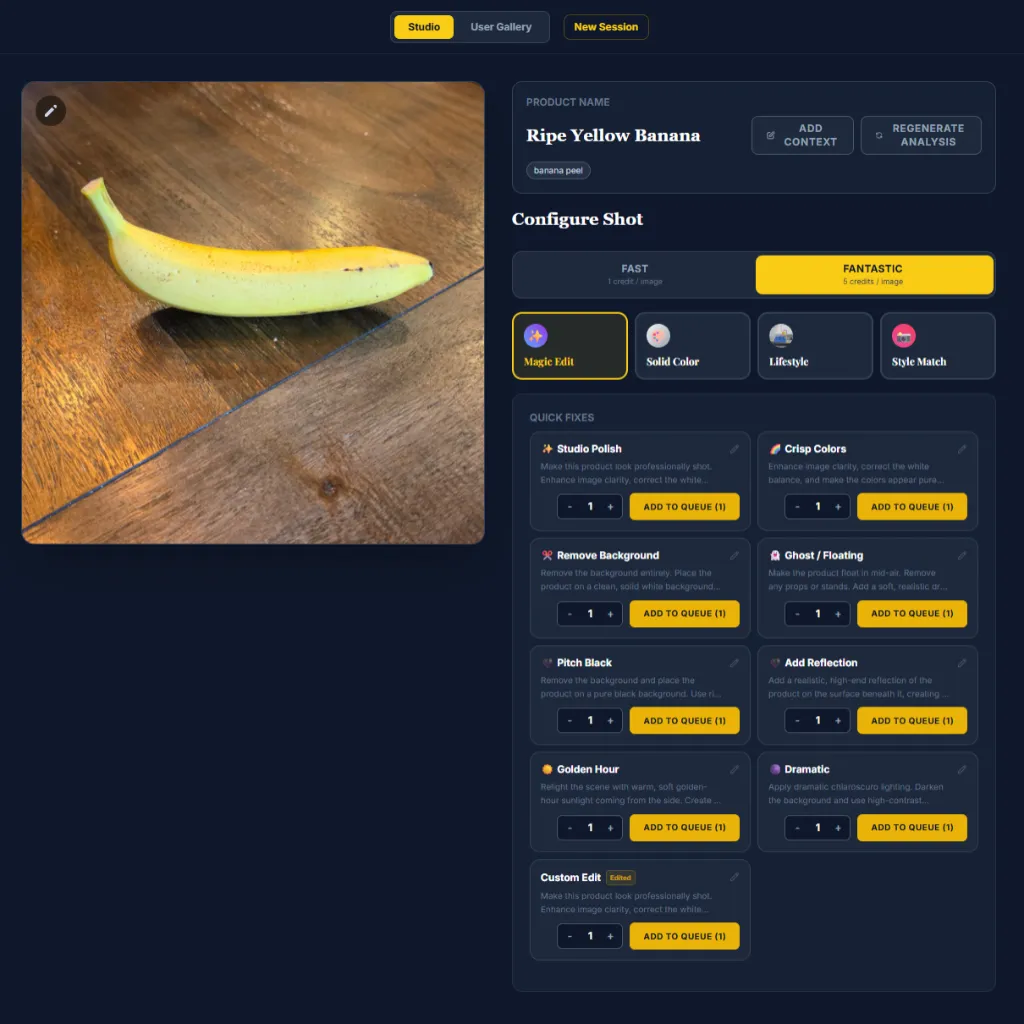 The Banana Stand app interface showing modes and settings